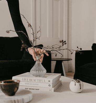 Elegant floral arrangement on a coffee table